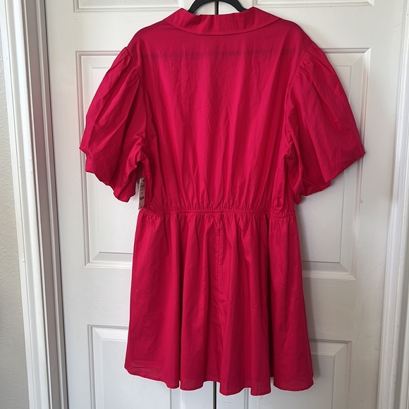 And Now This- 3x Hot Bright Pink Puff Sleeve Mini Dress Cutout NWT - Picture 9 of 9